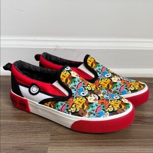 NEW Pokemon Slip On Canvas Sneaker Shoes Size 2 Youth Pikachu Ground Up